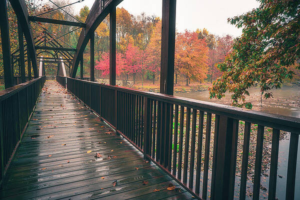Fall Photograph - Fall View On The Wooden Pedestrian Bridge by Jason Fink