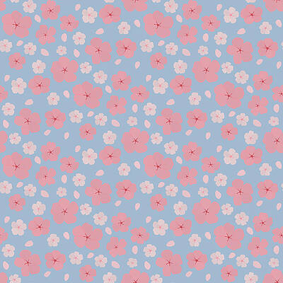 Floral Wall Art featuring the digital art Fallen Cherry Blossoms Botanical Art by Snow Iris Studio