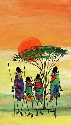 Vibrant Wall Art featuring the painting Family by Sarah Shiundu