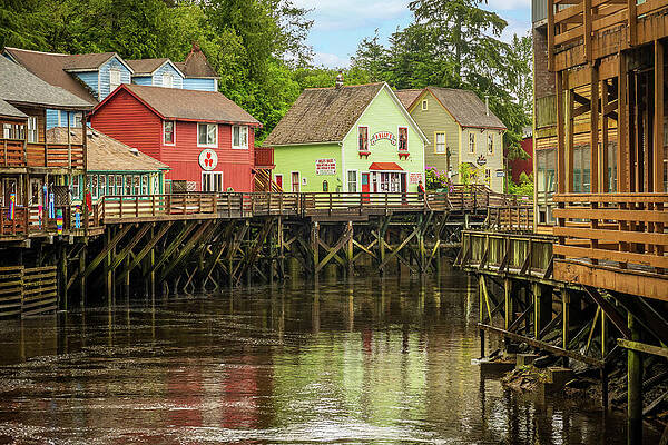 Wall Art featuring the photograph Famous Creek Street Wharf In Ketchikan Alaska by Steven Heap