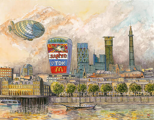 Wall Art featuring the painting Fantasy III Tales Of The Future by Francisco Gutierrez