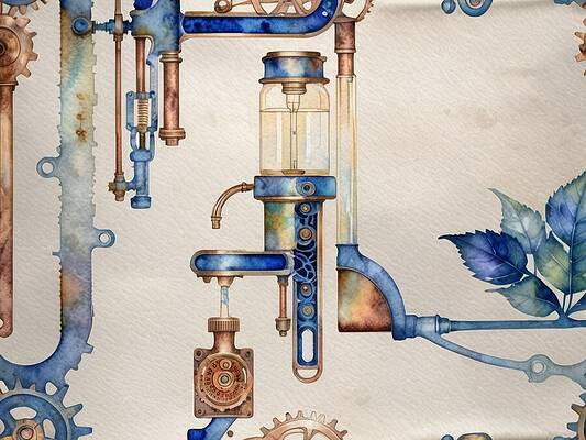 Organic Wall Art featuring the digital art Fantasy Plumbing League by Eris And AI