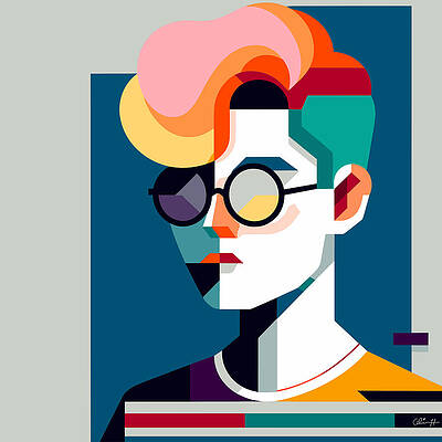 Colorful Geometric Portrait Wall Art