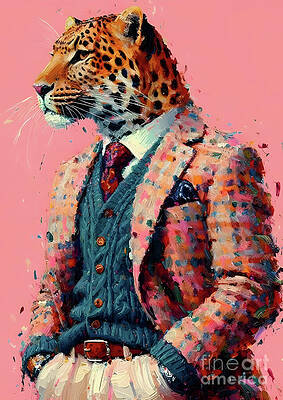 Vibrant Wall Art featuring the digital art Fashionable Leo by Lucia Stewart