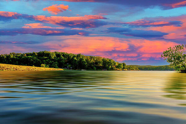 Landscape Wall Art featuring the photograph Feeling Pink At Goose Creek Dam by Bill and Linda Tiepelman