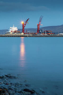 Reflection Wall Art featuring the photograph Fenit Harbour Lighting Up by Mark Callanan