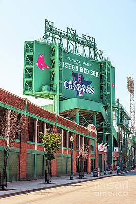 Wall Art featuring the photograph Fenway Park Home Of The Boston Red Sox Sign Vertical Photo by Paul Velgos