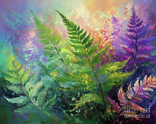 Nature Wall Art featuring the ai art Fern Feathers by Macro Abundance