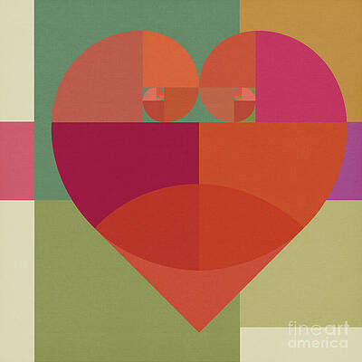 Fabric Wall Art featuring the digital art Fibonacci Heart by BFA Prints