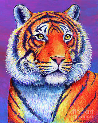 Painting - Fiery Beauty - Colorful Bengal Tiger by Rebecca Wang