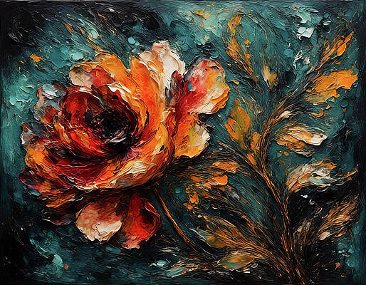 Digital Art - Fiery Floral Fusion by Deb Beausoleil