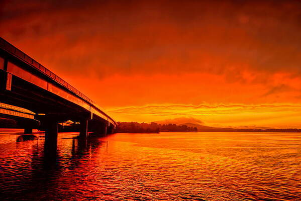 Wall Art featuring the photograph Fiery Overpass Sunset by Dale Kauzlaric