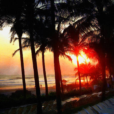 Mexico Photograph - Fiery Sunset On The Beach by Tatiana Travelways