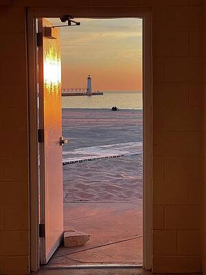 Wall Art featuring the photograph Fifth Avenue Beach House Manistee Michigan by Mary Lee Dereske
