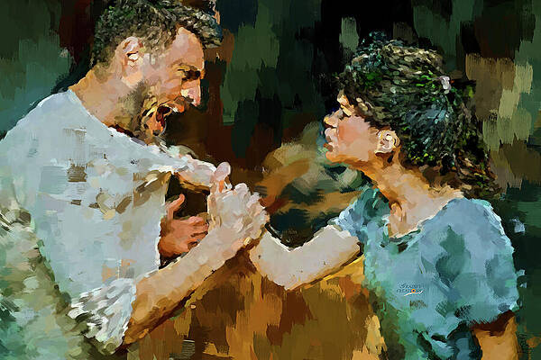 Expression Wall Art featuring the digital art Fighting Couple by Gradify Creations