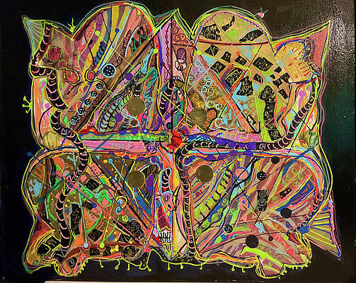 Colorful Wall Art featuring the drawing Find Me If You Can by Susan Orosz