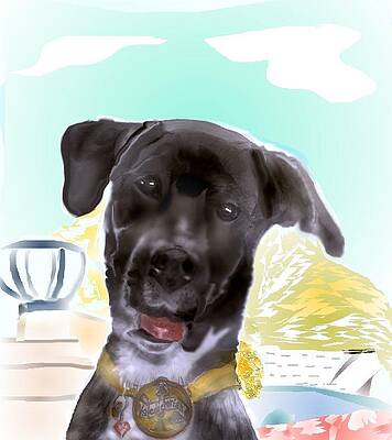 Mixed Media - Finley The Sweet Valedictorian by Pamela Calhoun