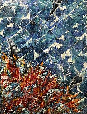 Fiery Contrast of Ice and Flames Wall Art