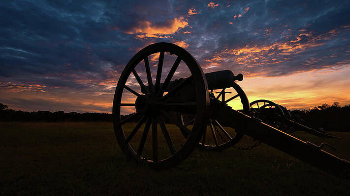 Confederate Wall Art featuring the photograph Fiery Sunset Of Mann's Battery by American Landscapes