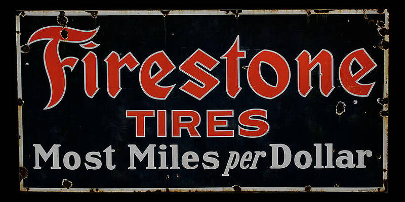 Wall Art featuring the photograph Firestone Tires Sign by Flees Photos
