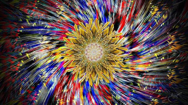 Vibrant Digital Art - Fireworks by David Manlove
