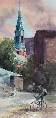Wall Art featuring the painting First Baptist Church by Amanda Amend