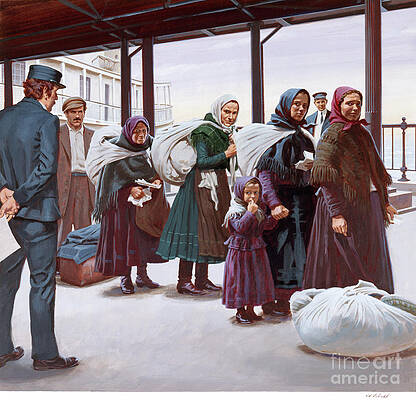 First Immigrants Arrive At Ellis Island Print
