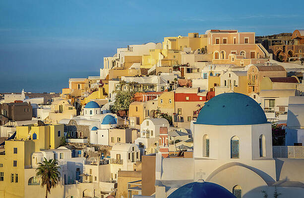 Wall Art featuring the photograph First Light In Oia - Santorini Serene Sunrise by Rebecca Herranen