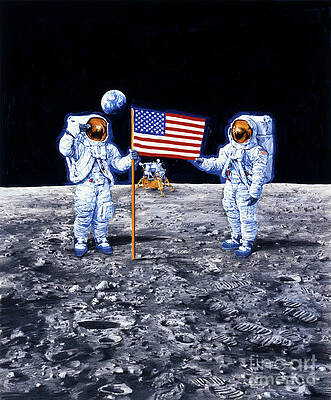 Painting - First Men On The Moon by Paul and Chris Calle