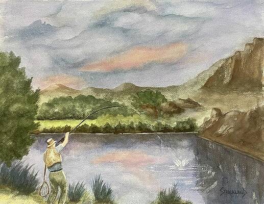 Mountain Painting - Fish Are Biting by Judy Strickland