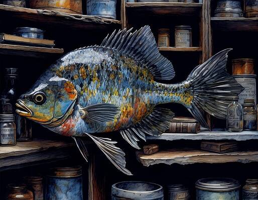 Vibrant Digital Art - Fish In The Storeroom by Eris And AI