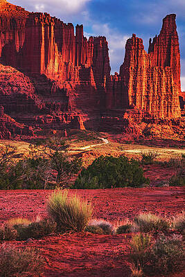 Sunset Photograph - Fisher Towers Majesty, Utah - Vertical by Abbie Warnock