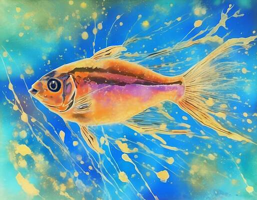 Vibrant Digital Art - Fishie by Eris And AI