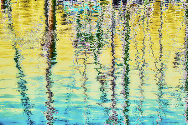 Wall Art featuring the digital art Fishing Boat's Mast Reflections by Bruce Block