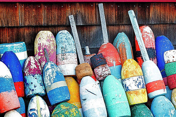 Pier Photograph - Fishing Buoys by Susan Candelario