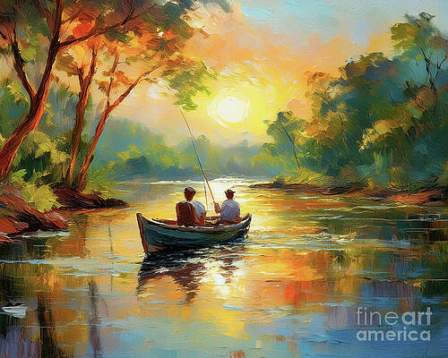 Summer Digital Art - Fishing Till Dusk by Macro Abundance
