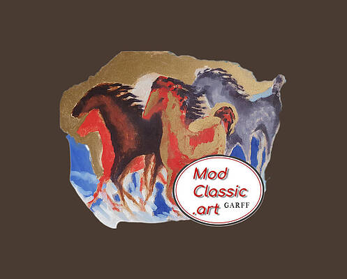 Wall Art featuring the painting Five Horses ModClassic Art by Enrico Garff
