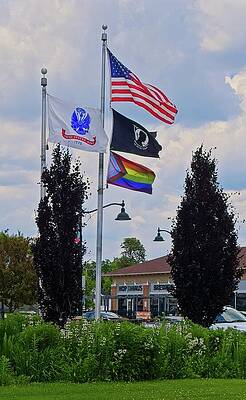 Wall Art featuring the photograph Flags, Verona Veterans Memoriial, Verona, WI 2 by Steven Ralser