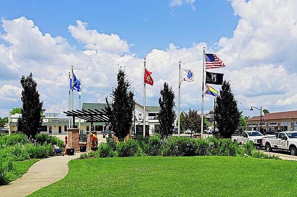 Wall Art featuring the photograph Flags, Verona Veterans Memoriial, Verona, WI by Steven Ralser