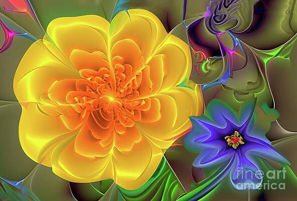 Vibrant Abstract Flowers Digital Art