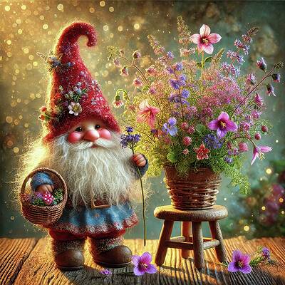 Digital Art - Floral Mischief And Bearded Smiles by Bill And Linda Tiepelman