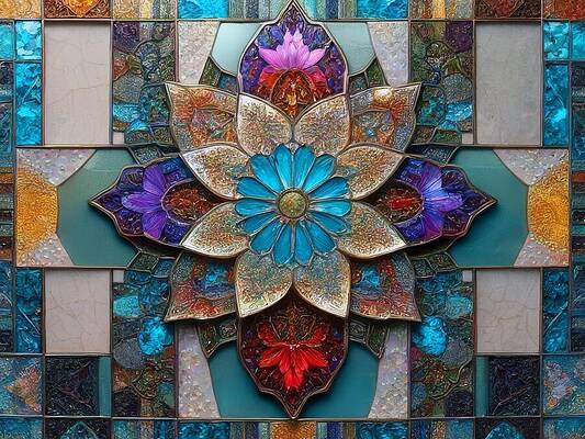 Vibrant Digital Art - Floral Recursion by Eris And AI