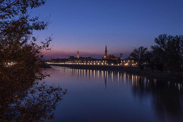 Reflection Wall Art featuring the photograph Florence At Night by Andrew Lalchan