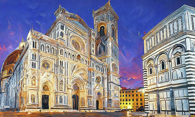 Scenic Wall Art featuring the painting Florence Cathedral - 05 by AM FineArtPrints