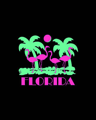 Florida Wall Art featuring the digital art Florida Flamingos by Flippin Sweet Gear