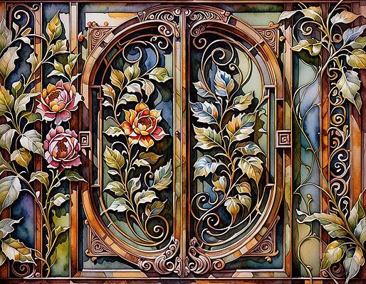 Vibrant Digital Art - Flower Gate by Eris And AI