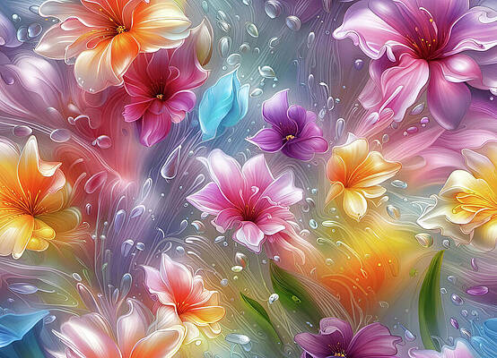 Digital Art - Flower Splash Art by Deb Beausoleil