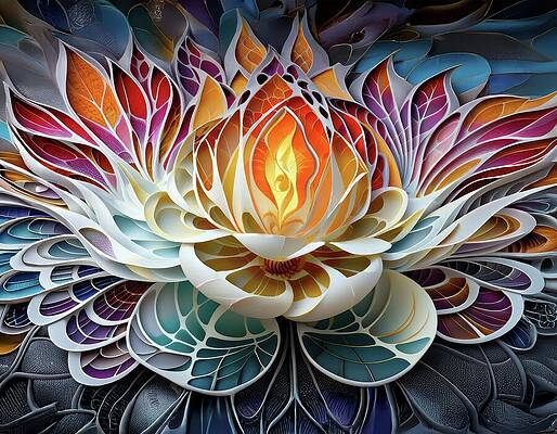 Intricate Floral Paper Sculpture Digital Art