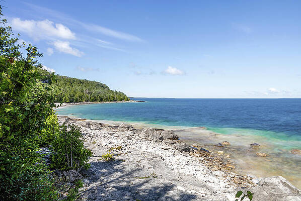 Rocky Shoreline and Blue Waters Photograph