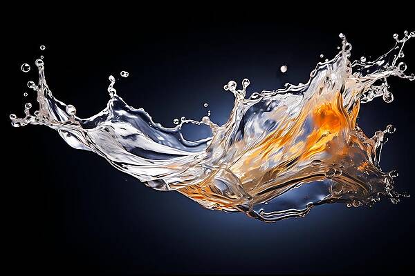 Dynamic Wall Art featuring the digital art Fluid Motion In A Dynamic Water Splash No 1 by Andre Petrov